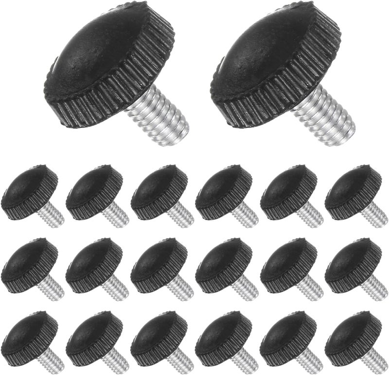 CoCud Thumb Screw Knurled Knobs, M4 x 8mm Male Thread, Black Round Head Clamping Screw Threaded Stud Hand Knobs Grip, (Applications: for Machinery Lathes), 20-Pieces - Image 1